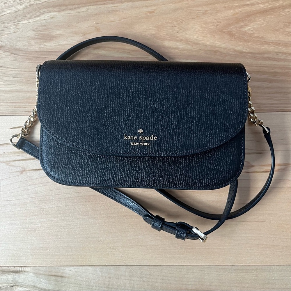Kate Spade Kristi Refined Black Leather Crossbody Bag